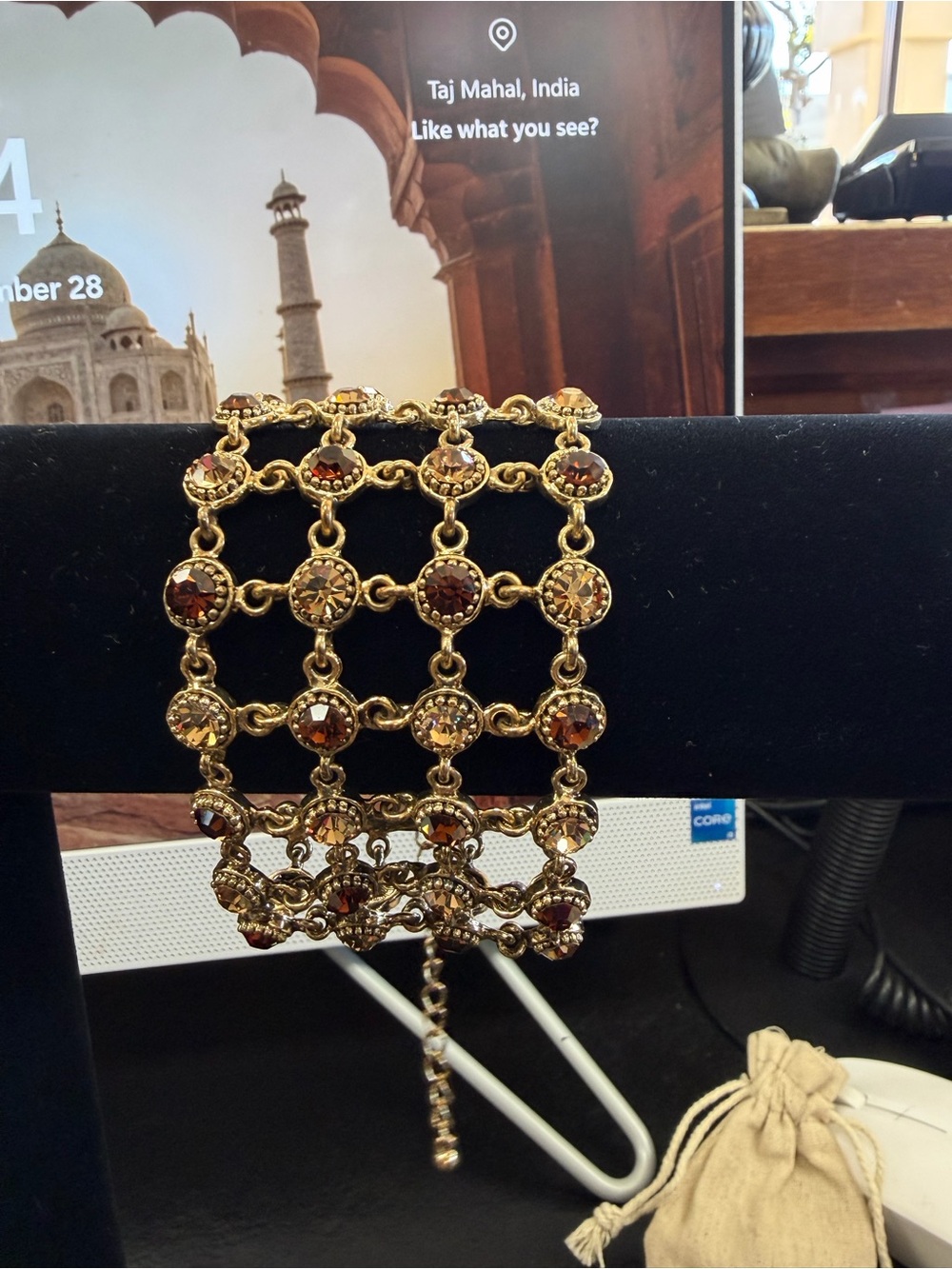 Gold-Tone Amber Crystal Link Bracelet - Women Jewelry